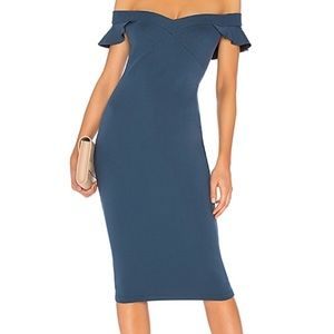 Bailey midi off the shoulder navy dress